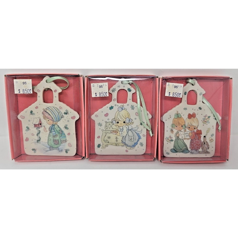 Vintage‎ Lot of 3 Precious Moments Porcelain Ornaments 1996 Original Box U207/F
